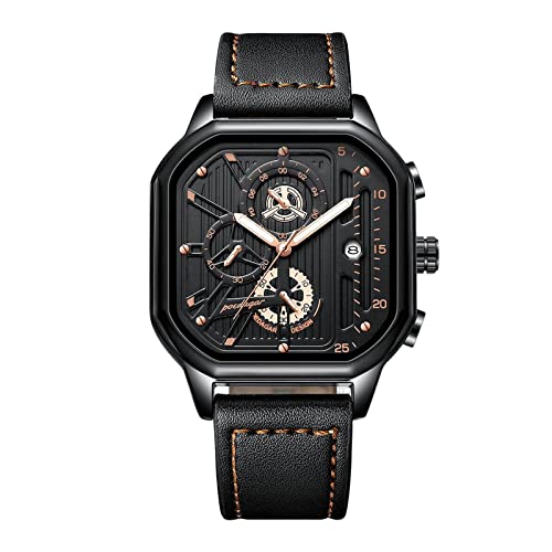 rorios Herren Uhren Chronograph Quartz Uhren mit Lederband Leuchtend Armbanduhr Sport Kalender Uhren für Männer Herren von rorios