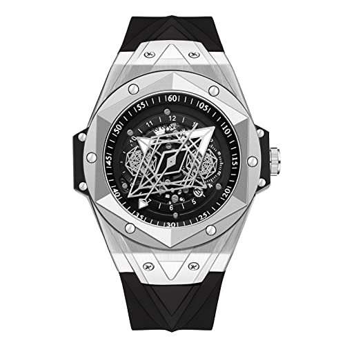 rorios Herren Uhren Leuchtend Armbanduhr Wasserdichter Quartz Uhren mit Silikonband Skelett Uhr für Herren Männer von rorios