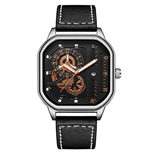 rorios Herren Uhren Wasserdichter Quartz Uhren mit Lederband Sport Leuchtend Armbanduhr Kalender Uhren für Herren Männer von rorios