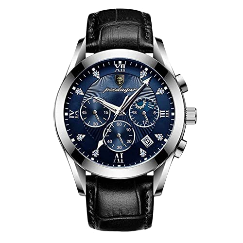 rorios Herrenuhren Analogue Quartz Uhren mit Lederband wasserdichte Kalender Uhr Herren Chronograph Armbanduhr von rorios