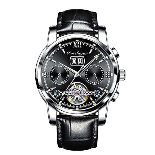 rorios Herrenuhren Automatik Mechanische Uhr mit Lederband Klassisches Leuchtende Uhr Wasserdicht Armbanduhr Uhr für Männer von rorios