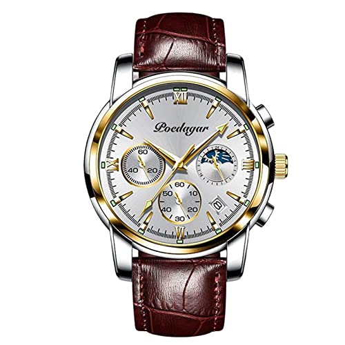 rorios Herrenuhren Mode Leuchtend Uhren wasserdichte Kalender Uhren mit Lederband Analogue Quartz Uhren für Herren Männer von rorios