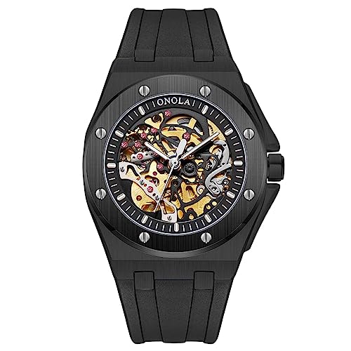 rorios Herrenuhren Unisex Portliche Uhr Mechanische Automatik Uhr Mode Leuchtend Armbanduhr wasserdichte Skelett Uhr mit Silikonarmband für Männer von rorios