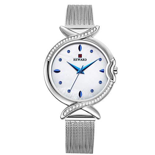rorios Mode Damen Armbanduhren Edelstahl Diamant Dial Analog Quarz Edelstahlband Armbanduhren für Frauen Damenuhr von rorios