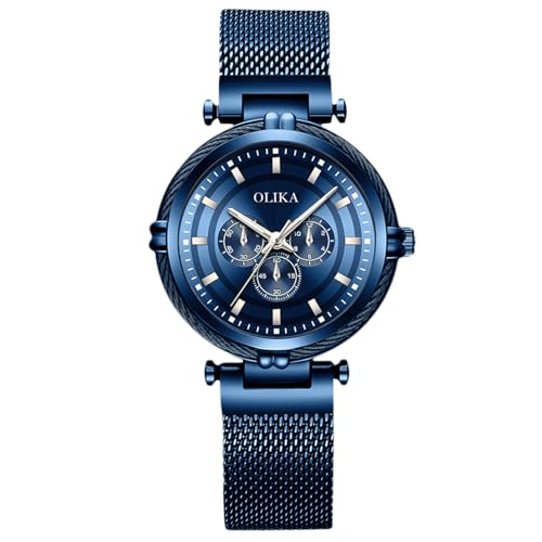 rorios Mode Damen Uhren Analog Quarz Armbanduhren Multifunction zifferblatt Edelstahl Mesh Armband Klassische Mädchen Uhr von rorios