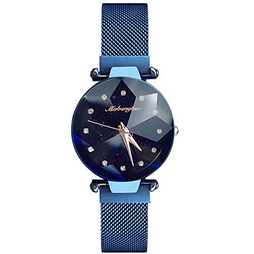 rorios Mode Damen Uhren wasserdichte Sternenklarer Himmel Dial mit Edelstahl Mesh Armband Elegant Diamant Uhr für Mädchen von rorios