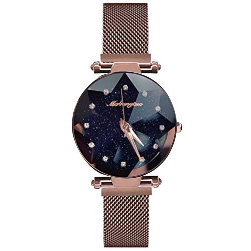 rorios Mode Damen Uhren wasserdichte Sternenklarer Himmel Dial mit Edelstahl Mesh Armband Elegant Diamant Uhr für Mädchen von rorios