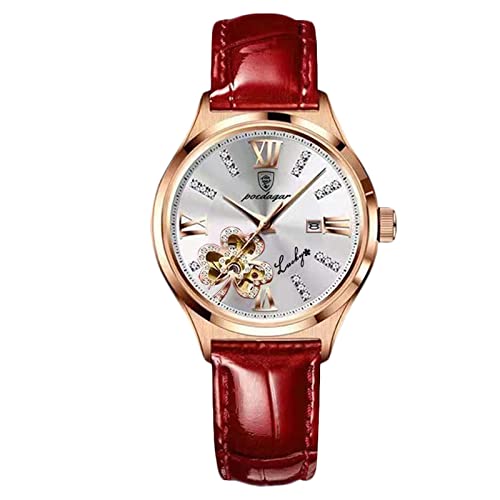 rorios Mode Damenuhren Analog Quarz Uhr mit Lederband wasserdichte Armbanduhr für Frauen Damen von rorios