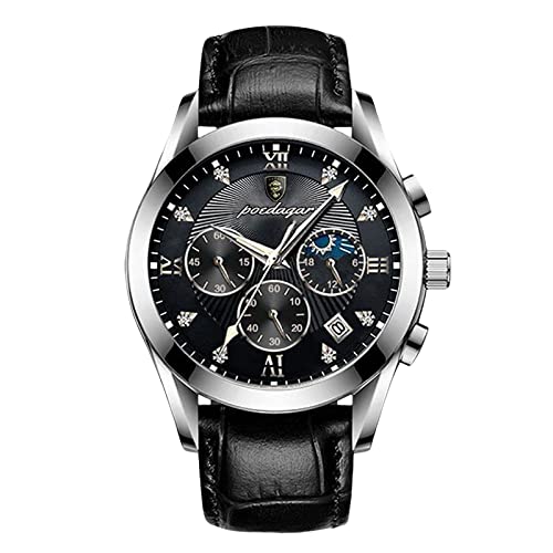 rorios Mode Herrenuhren Leuchtend Kalender Uhren Analogue Quartz Uhren mit Lederband wasserdichte Uhr für Herren Männer von rorios