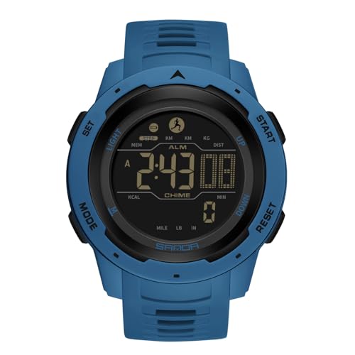 rorios Multifunktional Elektronische Armbanduhr Stilvolle Sport Uhren Herren Damen Uhr Digital Quarz Uhr Unisex wasserdichte Uhr Gummi Armband Harz Fall Uhr Blau von rorios