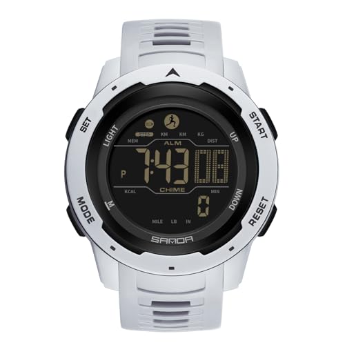 rorios Multifunktional Elektronische Armbanduhr Stilvolle Sport Uhren Herren Damen Uhr Digital Quarz Uhr Unisex wasserdichte Uhr Gummi Armband Harz Fall Uhr Grau von rorios