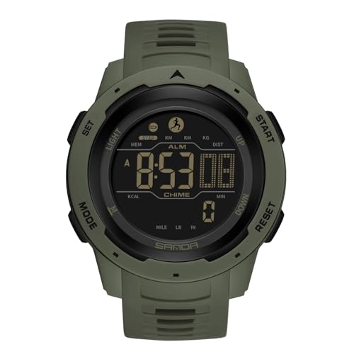 rorios Multifunktionale Elektronische Armbanduhr für Herren & Damen - Digital, Quarz, Wasserdicht 50m, Grün, Gummiarmband, Unisex, Minimalistisch Elegant von rorios