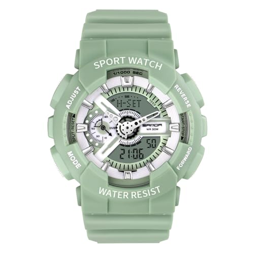 rorios Paar Elektronische Uhren Multifunktional Militär Armbanduhr Herren Damen Uhr Digital Analog Quarz Uhr Dual Display Harz Armband für Mädchen Jungen Grün A von rorios