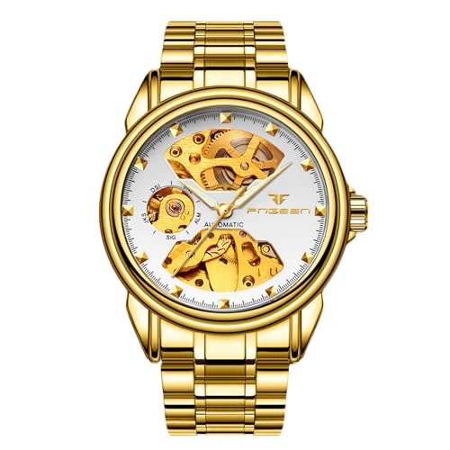 rorios Paar Mechanische Armbanduhr Damen Herren Uhren Automatik Edelstahl Uhr Minimalistisch Business Uhr Mode Skelett Uhr Weißgold B von rorios