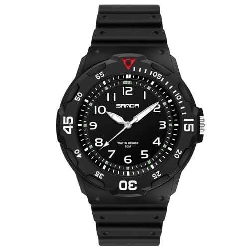 rorios Paar Quarz Armbanduhr Herren Damen Uhr Leuchtend Analog Uhren Einfach Freizeit Uhr Mode Harz Uhr 50m wasserdichte Wrist Watch für Jungen Schwarz B von rorios