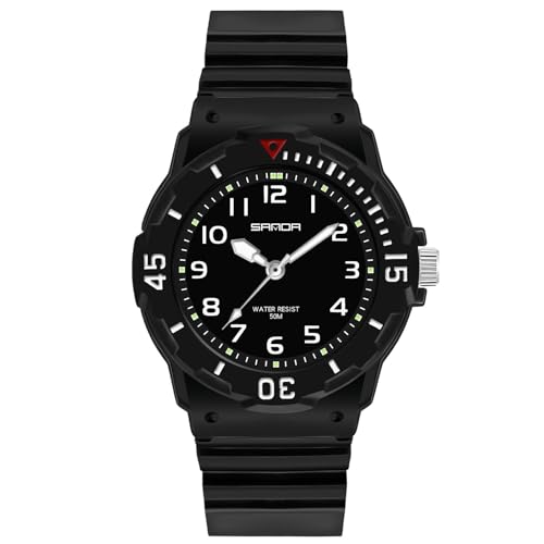 rorios Paar Quarz Armbanduhr Herren Damen Uhr Leuchtend Analog Uhren Einfach Freizeit Uhr Mode Harz Uhr 50m wasserdichte Wrist Watch für Mädchen Schwarz A von rorios