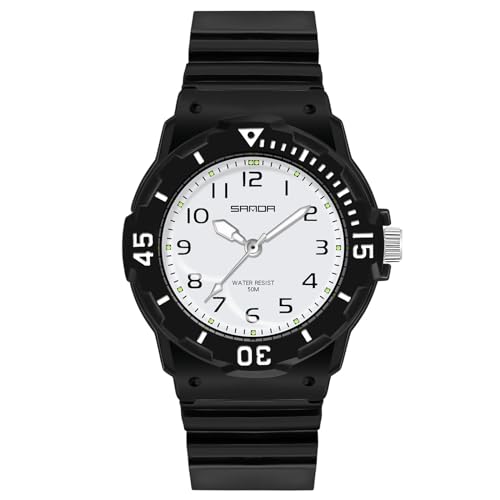 rorios Paar Quarz Armbanduhr Herren Damen Uhr Leuchtend Analog Uhren Einfach Freizeit Uhr Mode Harz Uhr 50m wasserdichte Wrist Watch für Mädchen Schwarz Weiß A von rorios