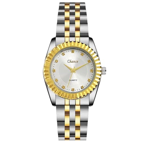 rorios Paar-Uhren Modische Edelstahl Analog Armbanduhren Klassische Anzugsuhren für Männer und Frauen Eleganter Casual Business Armbanduhren Hündin weiß von rorios