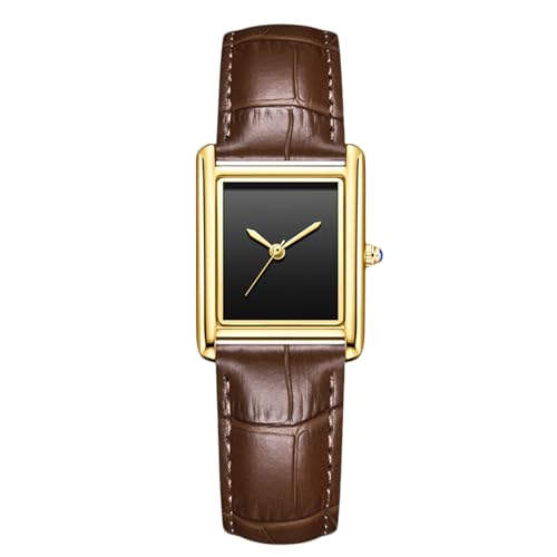 rorios Paaruhren Leder Armbanduhr Vintage Uhr Partner Freundschafts Geschenk für Männer Frauen Analoge Quarzarmbanduhr Klassische Gold-braune Hündin von rorios