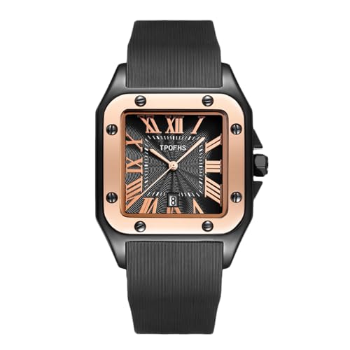 rorios Unisex Sportuhr mit Quadratischem Zifferblatt und Silikonarmband Casual Wasserfeste Armbanduhr für Outdoor Arbeit Dates Schwarz von rorios