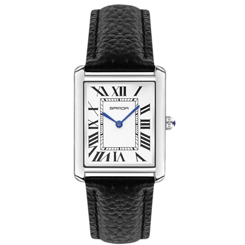 rorios Vintage Paar Uhren Analoge Quarz Armbanduhr Damen Herren Rechteckige Uhr Elegante Edelstahl Uhr Mode Einfach Uhr mit Leder Armband für Männer von rorios