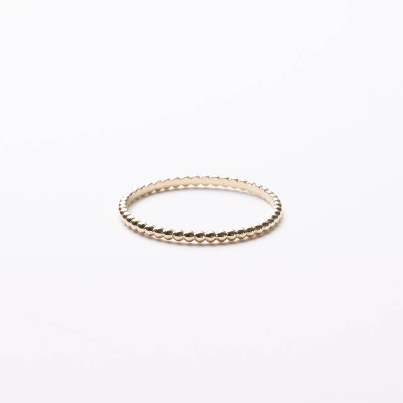 14K Gelbgold Perlen Band, Stapelbarer Ring, Minimalist Style 1.35 Mm Stacker Band von roseandchoc