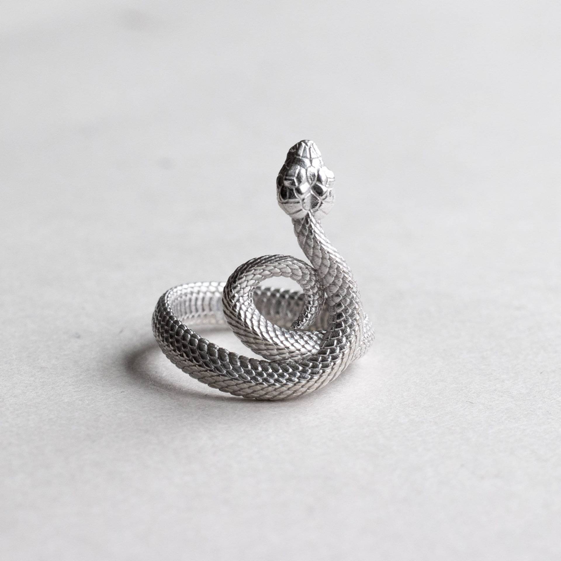 14K Solid White Gold Schlangenband, Schlangenring, Rose Und Choc Ring, Spiralschlangenring von roseandchoc