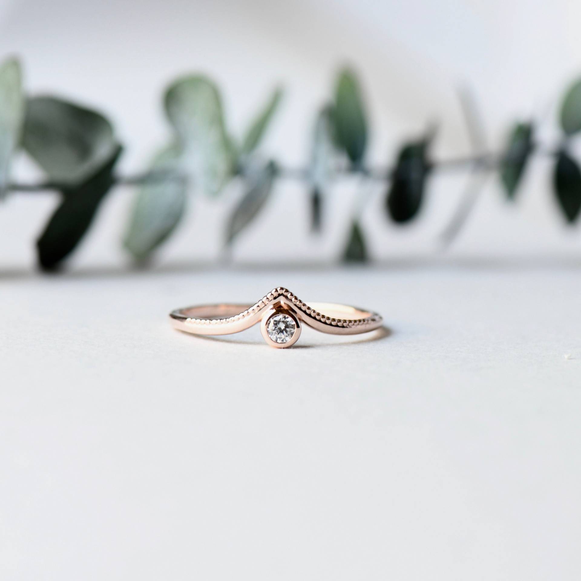 14K Roségold Diamant Ring, Chevron Rose Und Choc, Hrg012 von roseandchoc