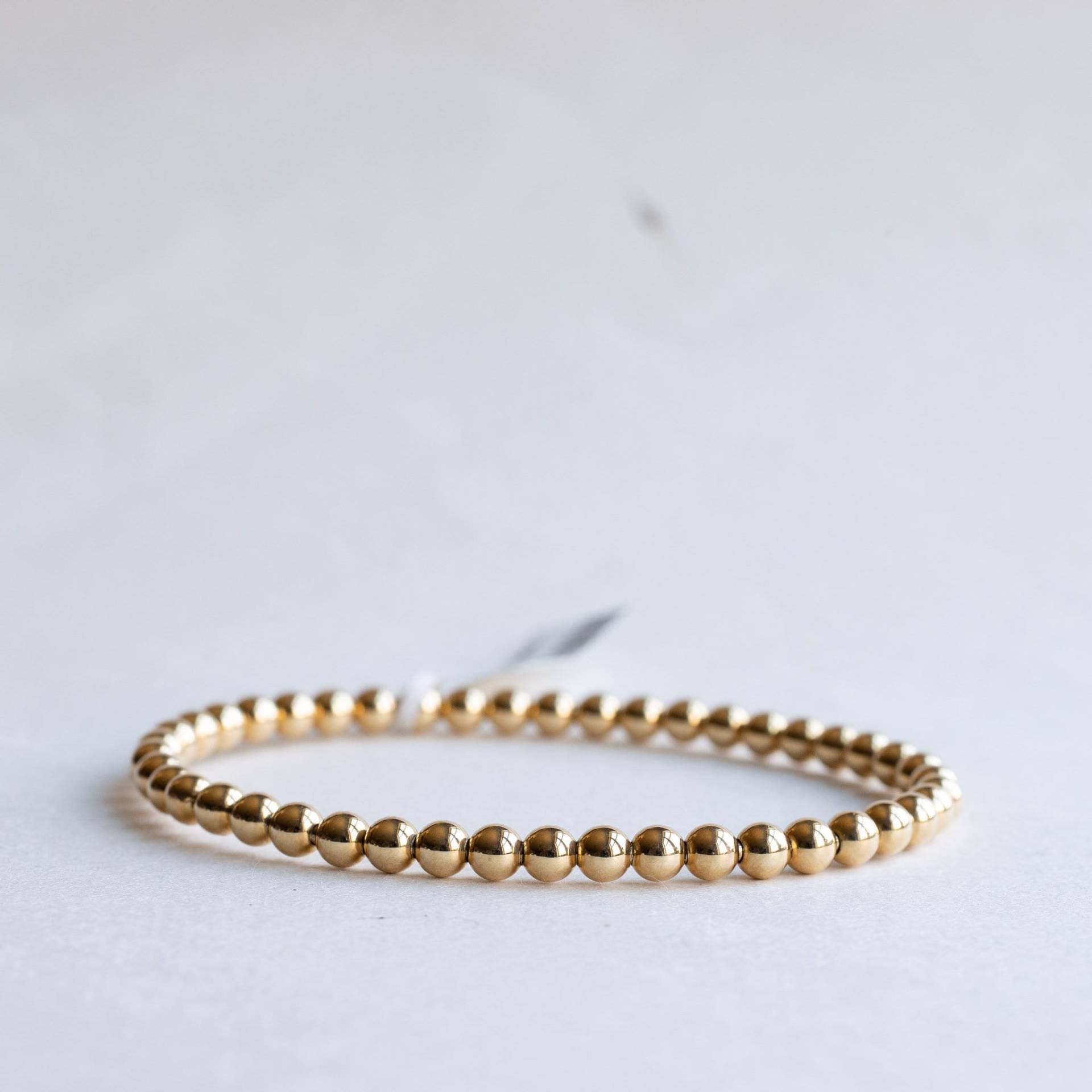 18K Gold Bead Stretch Armband, 4mm Perlenarmband von roseandchoc