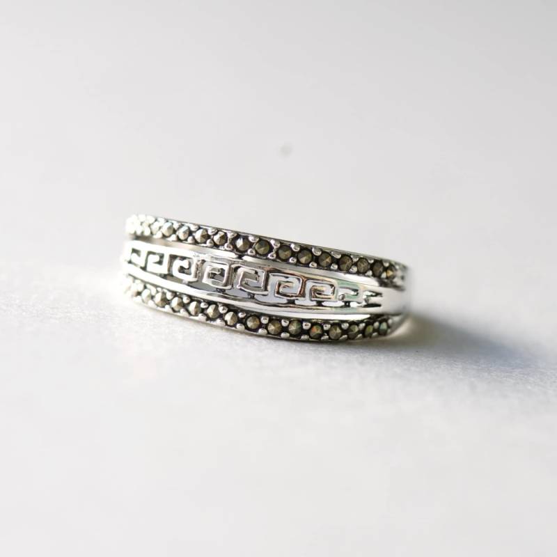 Art Deco Markasit-Ring 925 Sterling Silber Band von roseandchoc