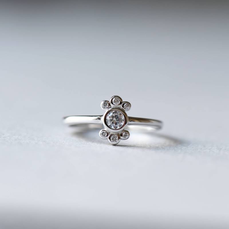 Ballerina Ring, Solitärring, Zargenring, 925 Sterling Silber Statement Cluster Zierring, Rose Und Choc Ring von roseandchoc