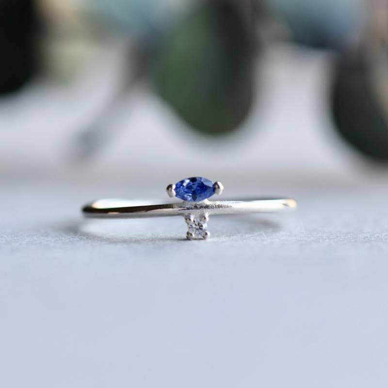 Marquise Ring Sterling Silber, 925 Blauer Stacker Ring, Roseandchoc Minimalist von roseandchoc