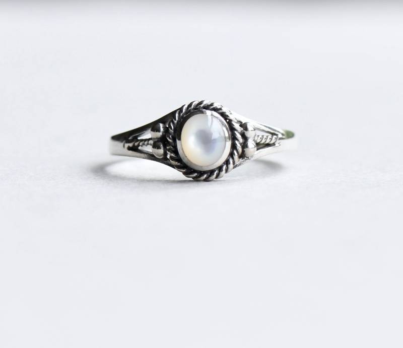 Runder Perlmuttring, Ovaler Ring, Rosen - Und Choc-Ring, 925 Sterlingsilber-Ring, Art-Deco-Ring, Boho-Ring, Edelsteinring von roseandchoc