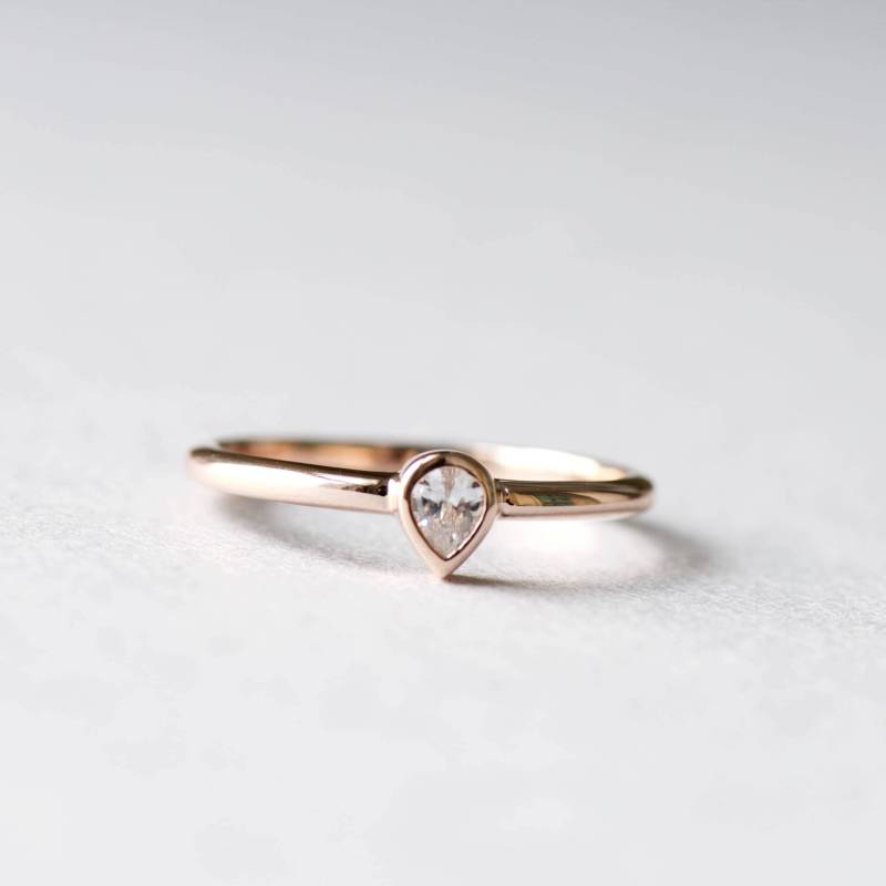 Tropfenförmiger Ring, Solitär 925 Sterling Silber Rose Und Choc Tropfen Ring von roseandchoc