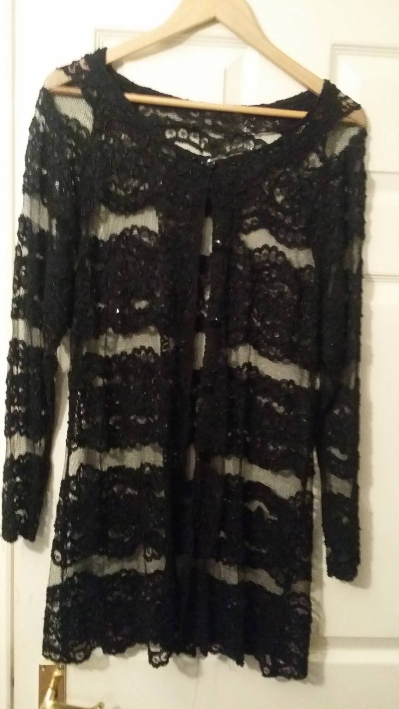 1970Er Jahre Vintage Spitze Lange Linie Jacke Uk 10 Sehr Guter Zustand 1970Er Jahre Vintage Spitze Lange Linie Jacke Uk 10 Sehr Guter Zustand von roseantiques10