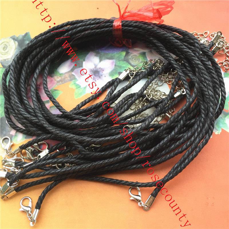 100 Schwarze Gewachste Baumwollschnur-Rohlinge 30-50 cm, 2 Mm von rosecounty