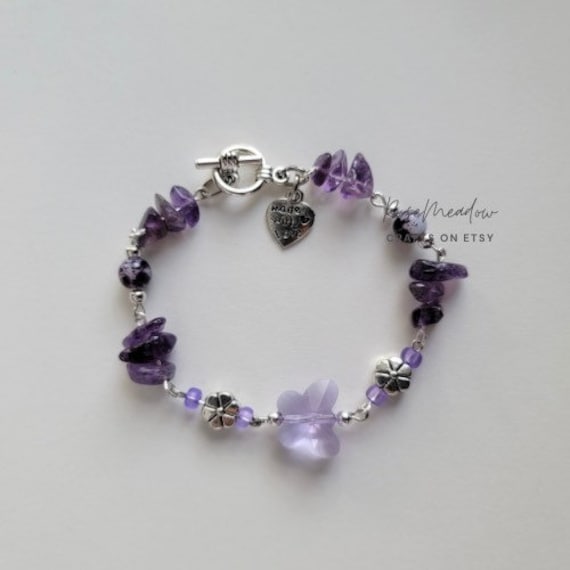 Amethyst Schmetterling Armband von rosemeadowcrafts