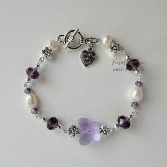 Lavendel Perlen Armband von rosemeadowcrafts