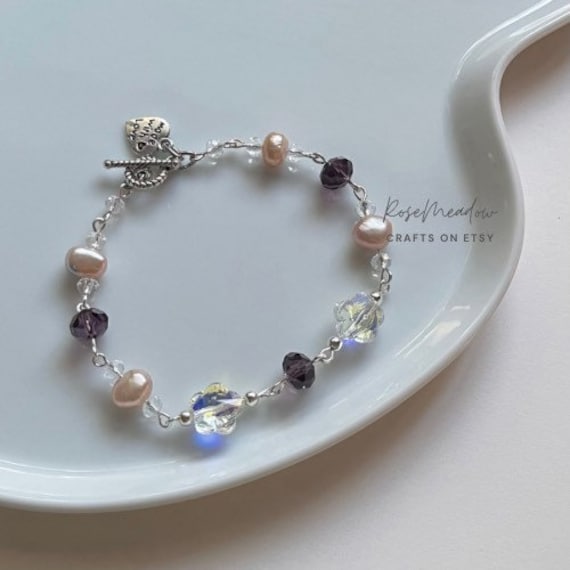 Pflaumenblüten Perlen Armband von rosemeadowcrafts