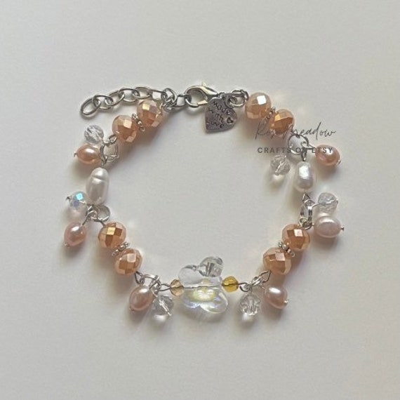 Süßes Mandarinen Perlen Armband von rosemeadowcrafts