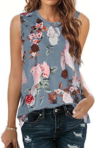 Damen Sommer Tops Ärmellos Tank Blumen Casual Niedlich Loose Fit Niedlich T-Shirt Tunika, Graues Blumenmuster, XX-Large Damen Sommer Tops Ärmellos Tank Blumen Casual Niedlich Loose Fit Niedlich T-Shirt Tunika, Graues Blumenmuster, XX-Large von rosemia