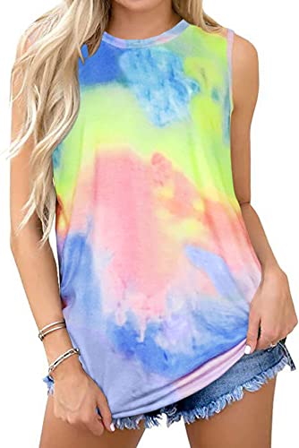 Damen Tank Tops Sommer T-Shirts Ärmellos Casual Lose Tunika Blusen, Bunt, Groß von rosemia