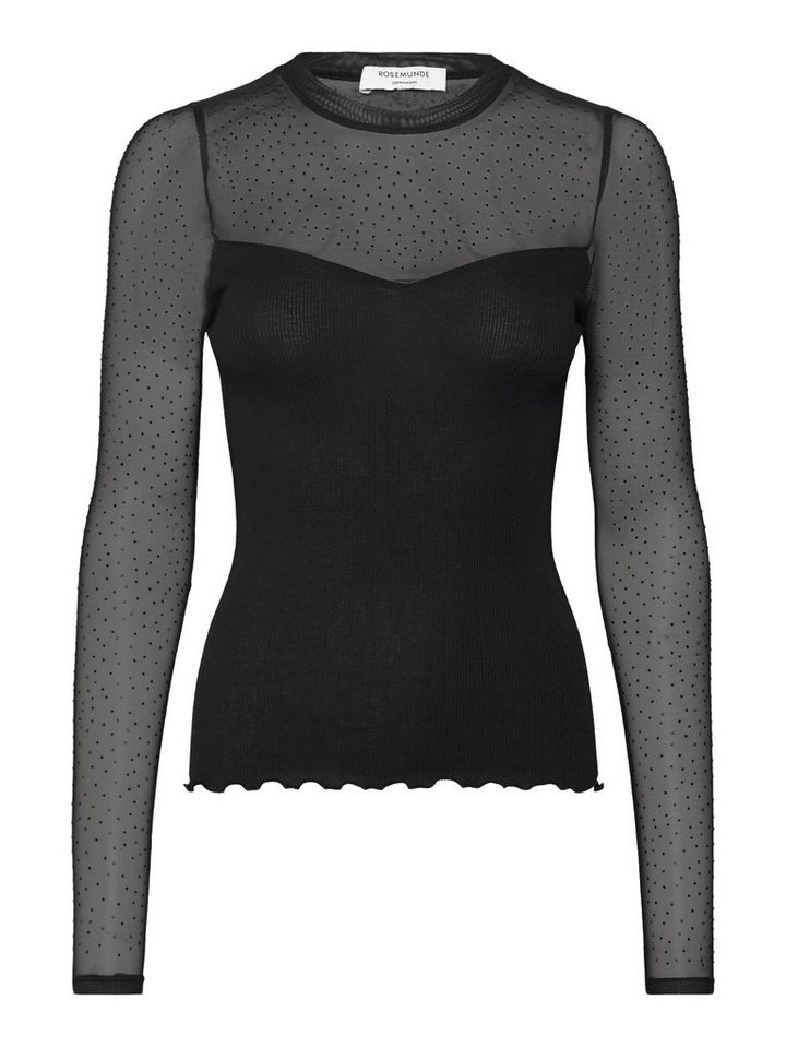 rosemunde Langarmshirt Bernadine shirt Spitzeneinsatz an Brust und Ärmeln, feminin, bequem, reine Baumwolle von rosemunde