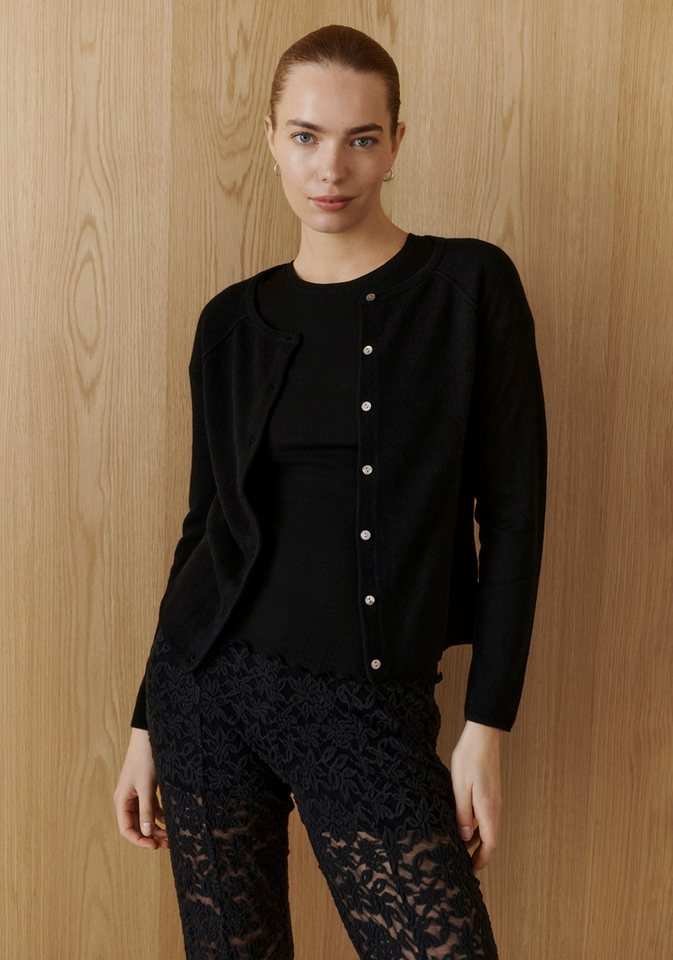 rosemunde Strickjacke LAICA Knöpfe als Verschluss, Rundhalsausschnitt, Schurwolle und Kaschmir von rosemunde