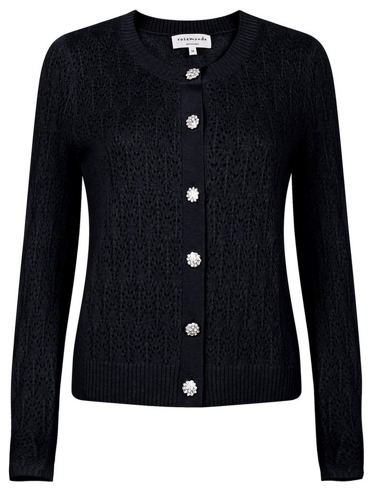 rosemunde Strickjacke mit Knopfverschluss / Muster Raglan / Strickjacke: Wolle (70% Schurwolle, 30% Kaschmir, Knöpfe: Acryl (Rhinestone) von rosemunde