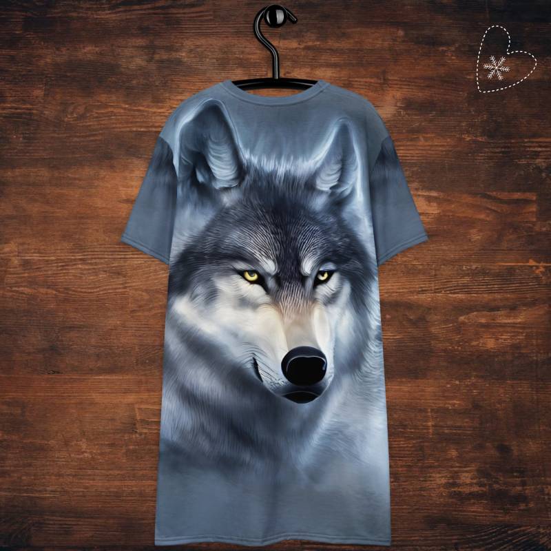 Winter-Wolf T-Shirt-Kleid Frauen von rosenaturart