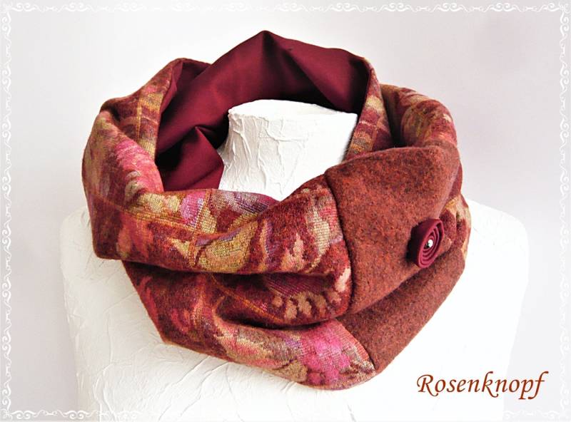 Damen Schlupfschal Loop Schal Schlupfloop Rostbraun Weinrot Winter Geschenk Geburtstag Ostern Weihnachten von rosenknopf