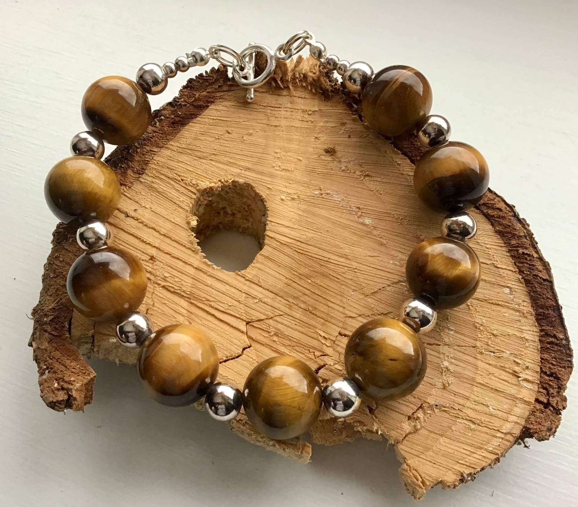 Tigerauge Und Sterling Silber Armband von roseyandellen