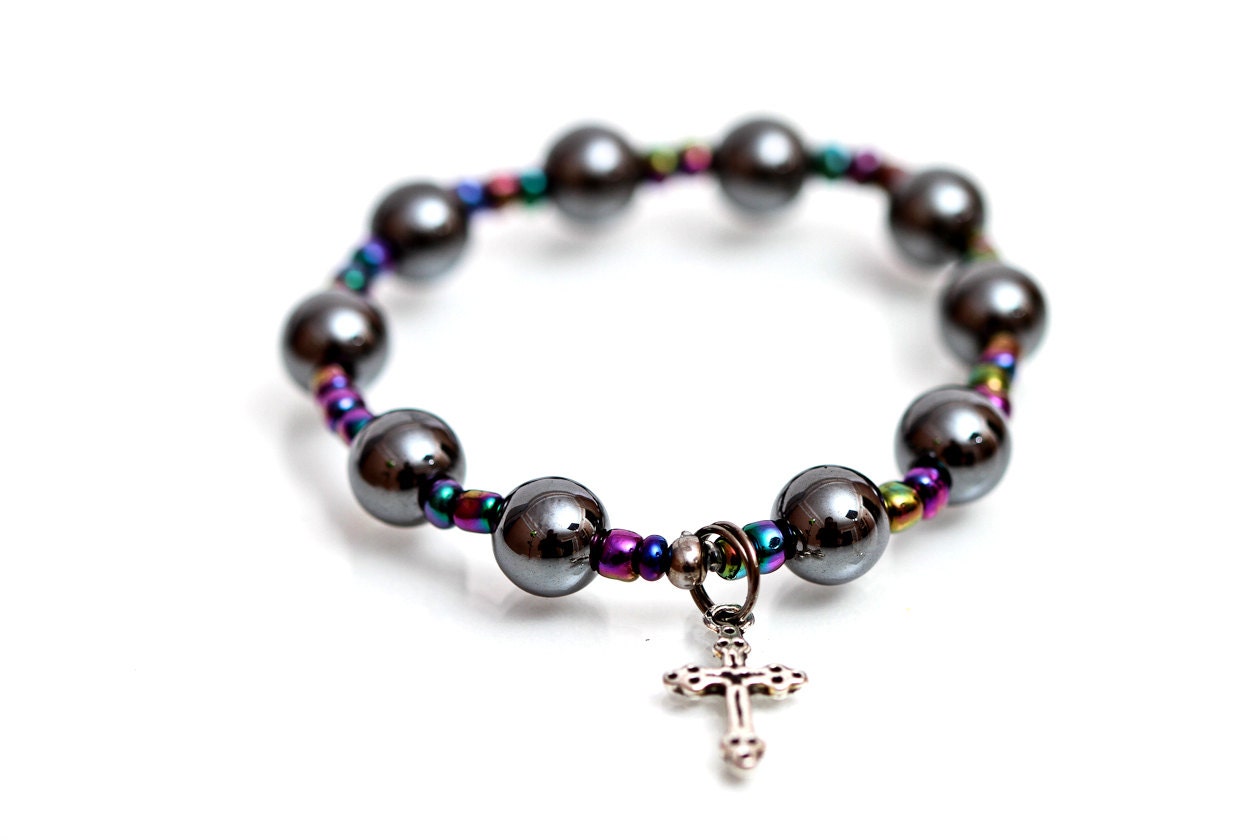 M-003 Hämatit Handmade Rosenkranz Armbänder | 10 Mm Größe M-003 Hämatit Handmade Rosenkranz Armbänder | 10 Mm Größe von rosiesbracelets