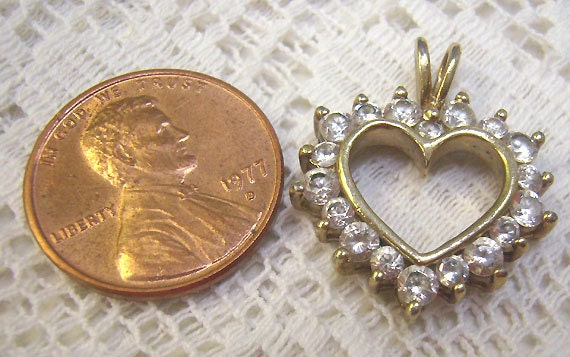 Vintage Sterling Silber Strass Herz Anhänger - Gold Vermeil Vintage Sterling Silber Strass Herz Anhänger - Gold Vermeil von rosiesvintageshop